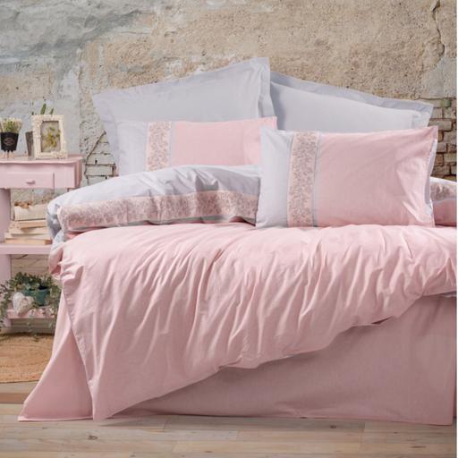 ست ملحفه کاتن باکس مدل Folk Art Mila Pembe  دو نفره 4 تکه